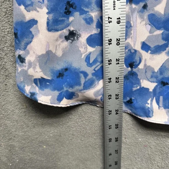 J.Crew Blue Floral Scalloped Cami Women's Size 4 Sleeveless Summer Top Shirt - Picture 3 of 8